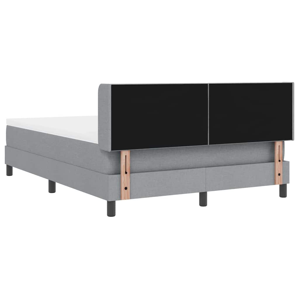 Box Spring Bed with Headboard Light Grey 200 x 140 cm Fabric