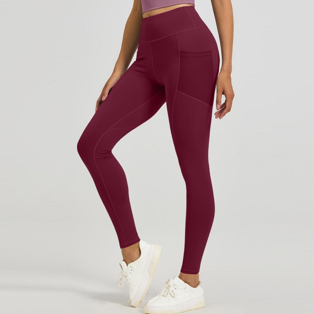 Women's Fashion Tight Hip High Waist Mesh Side Pocket Running Sports Fitness Pants