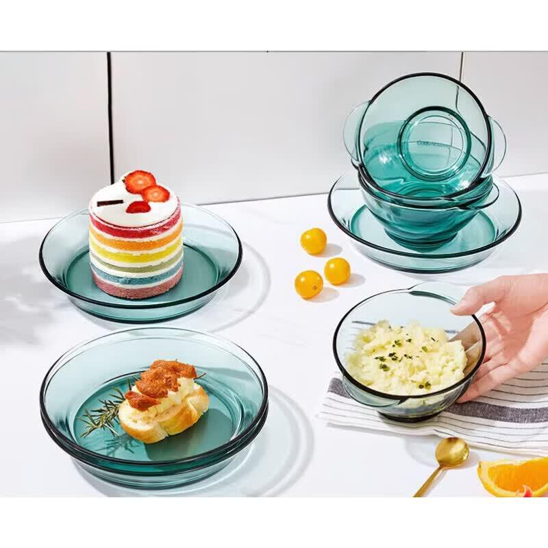Corning Lake Green Heat-Resistant Glass Dinnerware Set (8-Piece)