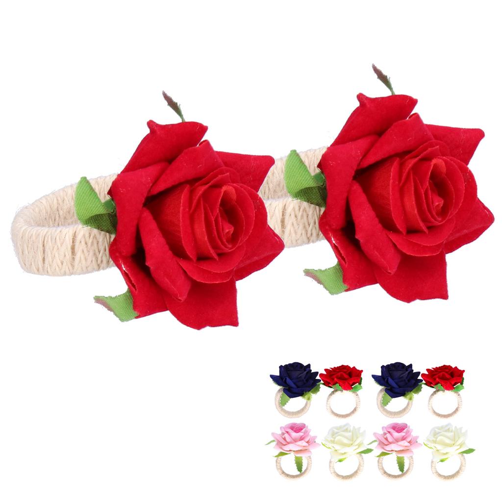 2PCS/Bag Simulation Flower Napkin Rings Modern Napkin Holder Table Decorations for Wedding