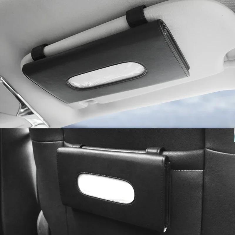 Sun Visor Hanging Tissue Box Holder 1PC PU Leather Auto Car Truck Vehicle Interior Storage Decoration Practical Car Accessories