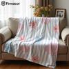 Coastal Stripe Cartoon Anime Print Flannel Blanket Soft Warm Throw for Kids Bedroom Sofa Bed Christmas Office Car