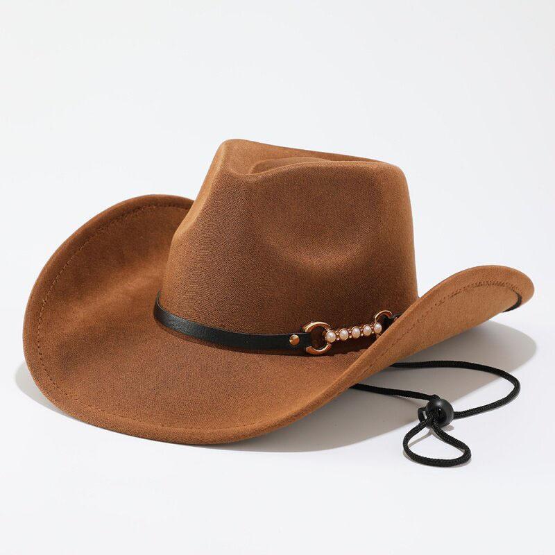 Western denim style wide-brimmed hat, Tibetan top hat, bull head accessory, autumn/winter jazz hat, new suede hat
