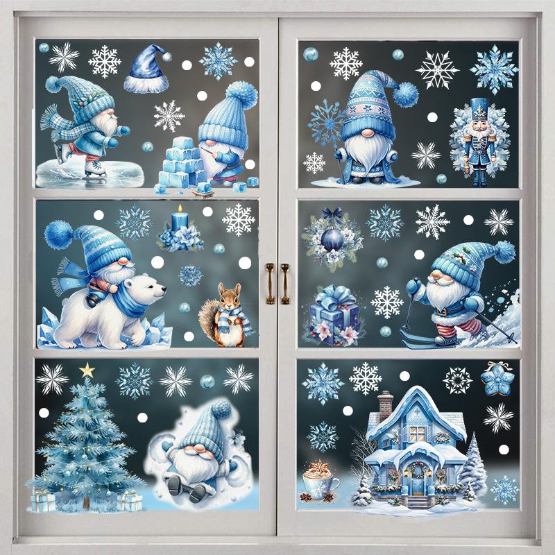 New Christmas Window Stickers White Christmas Snowman Christmas Tree Static Stickers Windows Christmas Decoration Stickers