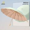 16 Bone Solid Wood Color Glue Folding Sun Umbrella Sunscreen UV Protection Parasol Rain Umbrella Female Umbrella Portable