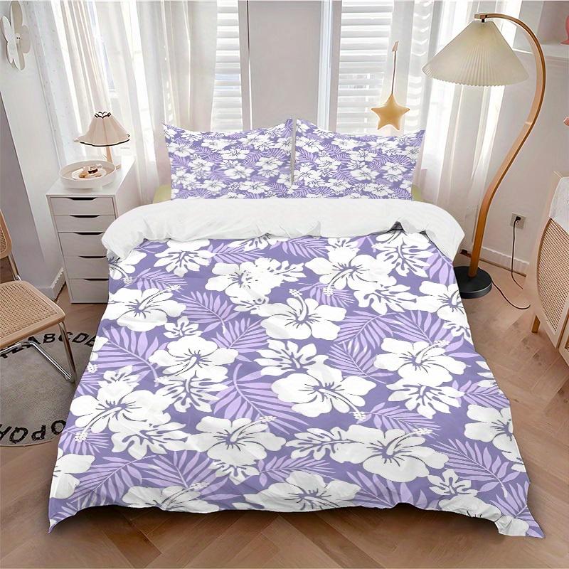 3pcs Hawaiian-floral-pattern Bedding Set, Ideal for Home Use, Suitable for Bedroom Decor (1*Duvet Cover + 1/2*Pillowcases, No Core) yy250821160