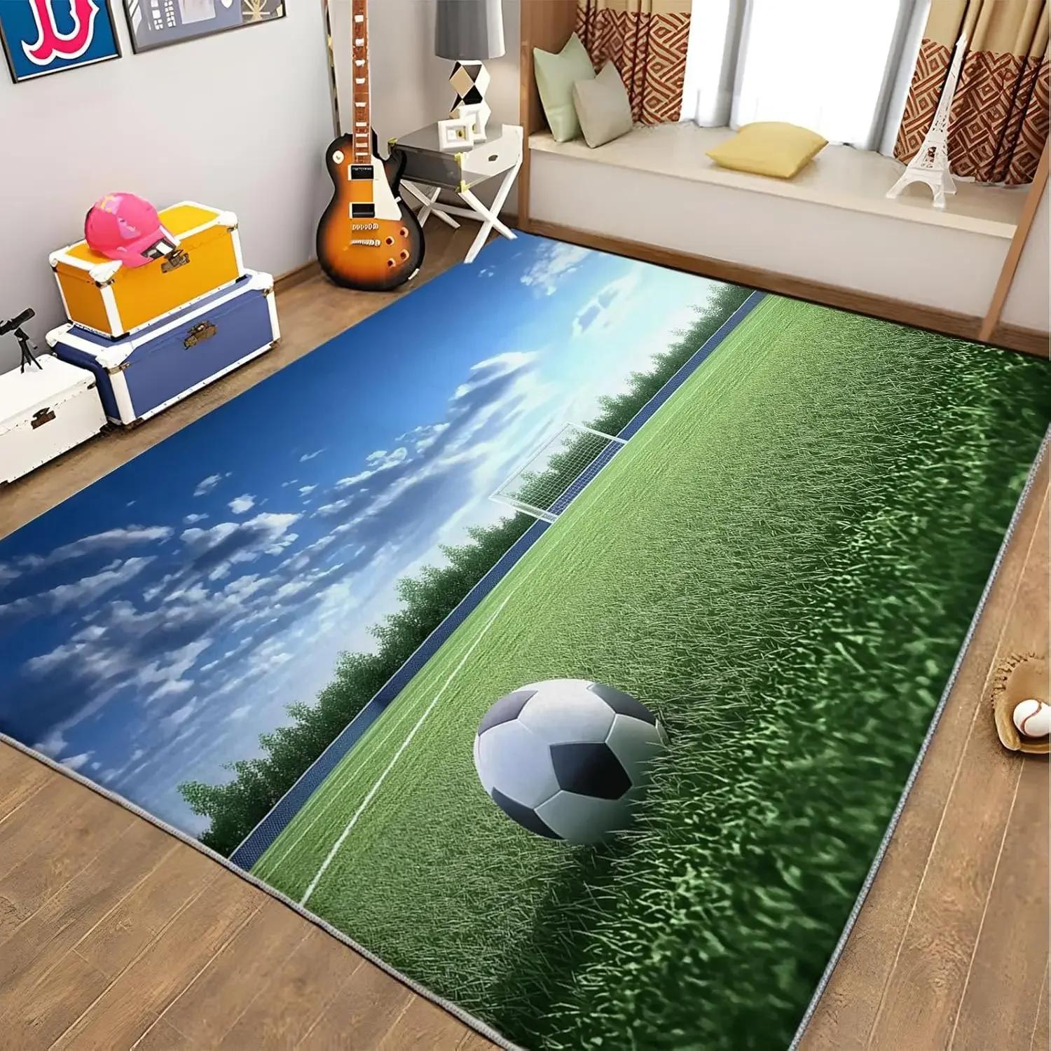 

Stylish Soccer-Themed Rug – Soft Non-Slip Floor Mat for Kids Room & Living Room | Durable Play Area Rug for Young Sports Fans 60*90cm