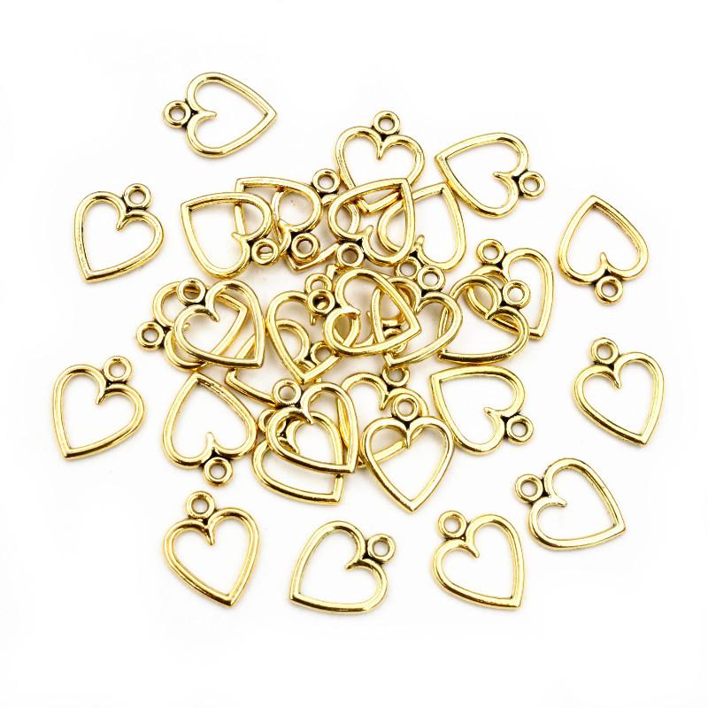100PCS Picture Color Hollow Hearts Charms Geometry Pendant Metal Alloy DIY Necklace Bracelet Earrings Marking