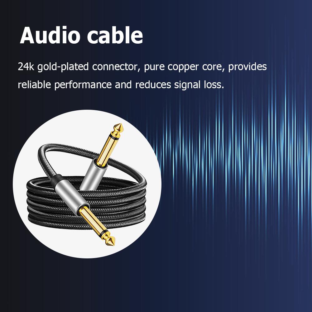 Guitar Instrument Cable Gold-plated Audio Stereo Cable Nylon Braid TRS Connector Low Noise Resistance for Multimedia Speakers