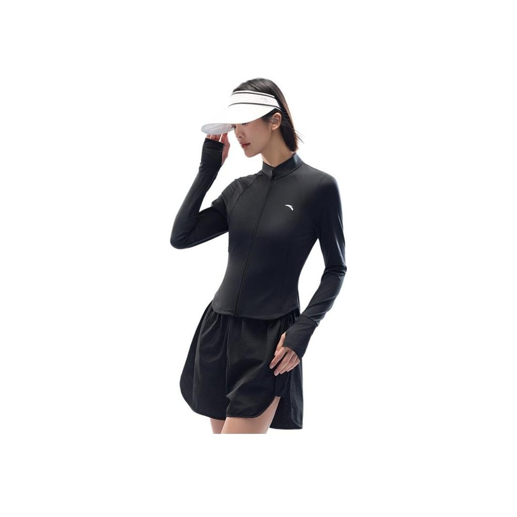 Anta Training Series Solid Color Zip-Up Hooded Comfortable Versatile Long Sleeve Breathable UV Protection Sun Protection Women tops 962527704-8