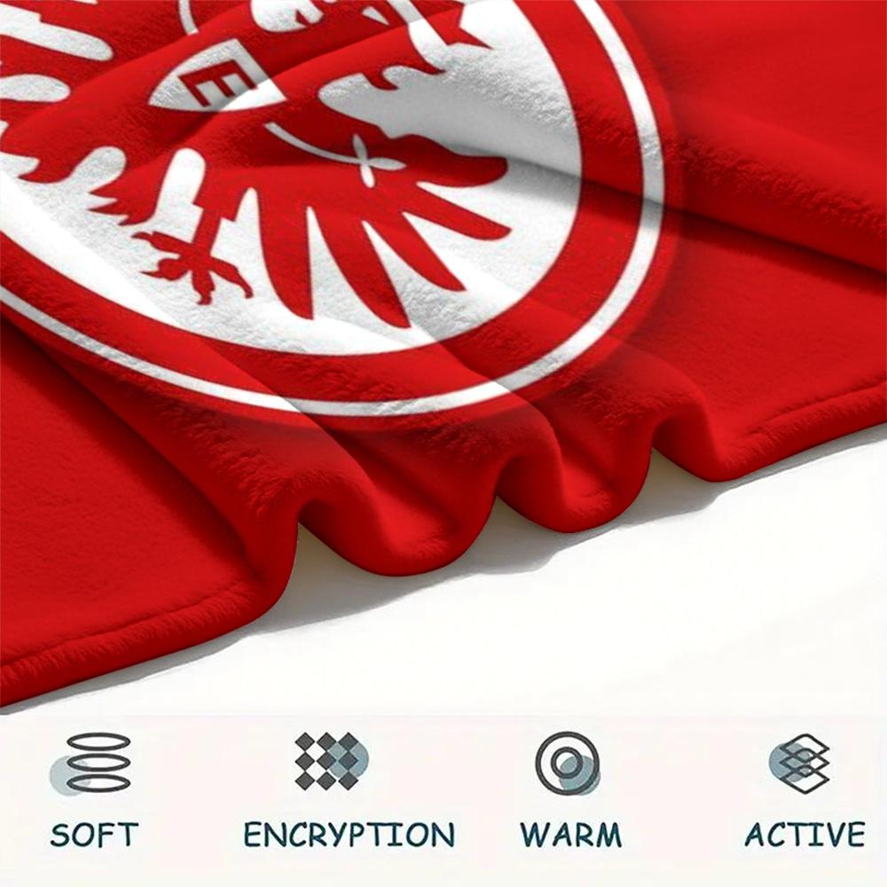 Eintracht Frankfurt Team Logo Flannel Throw Blanket, Soft Warm Sofa Bed Cover, Soccer Fan Home Decor Blanket