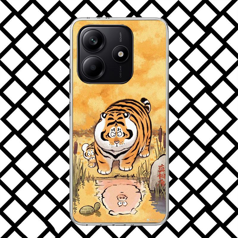 Cartoon Fat Tiger Phone Case for Xiaomi Redmi Note 15 14 14S 13 12 12S 11 Pro Plus 11E 11T 11S 10S 5G Soft Cover Fundas Redmi No