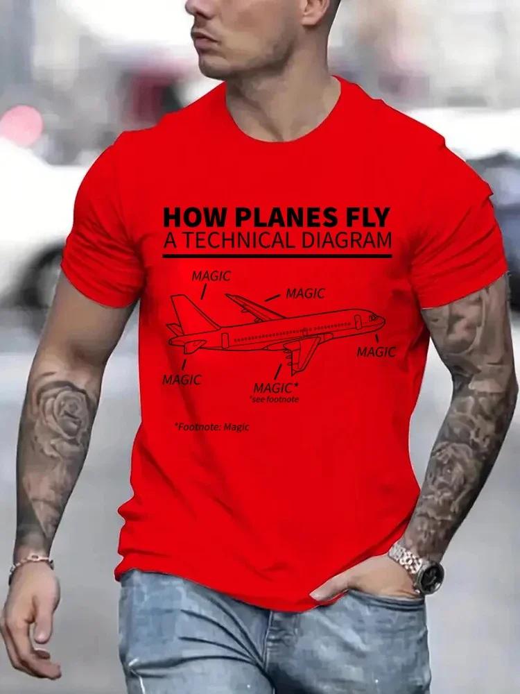 T Shirt Men Women How Planes Fly Magic Funny T-Shirt Short Sleeves Hip Hop T Shirt Funny Pilot and Airplane Flying Oversized Tee