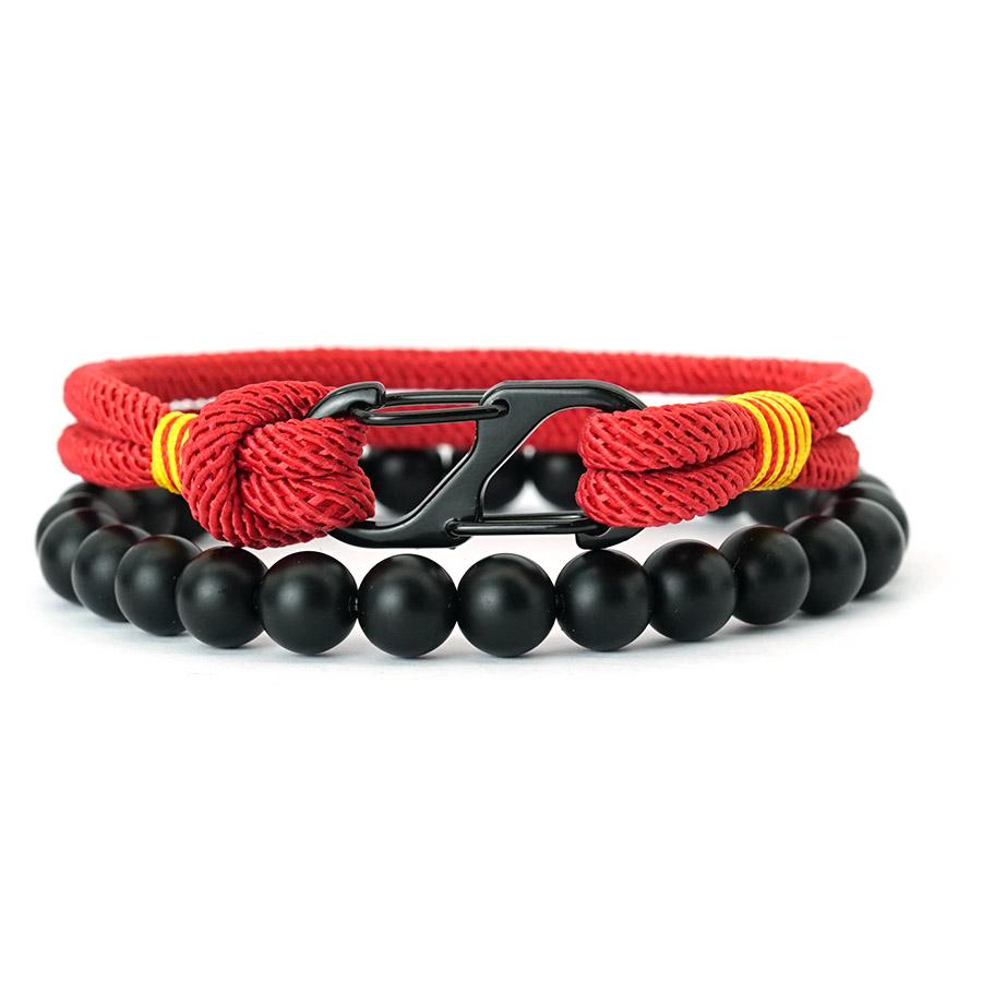 Stylish Men Bracelet Set Selected High Quality 4mm Rope 5 Colors Options 8mm Matte Strand Braslet Casual Wrist Accessories Homme