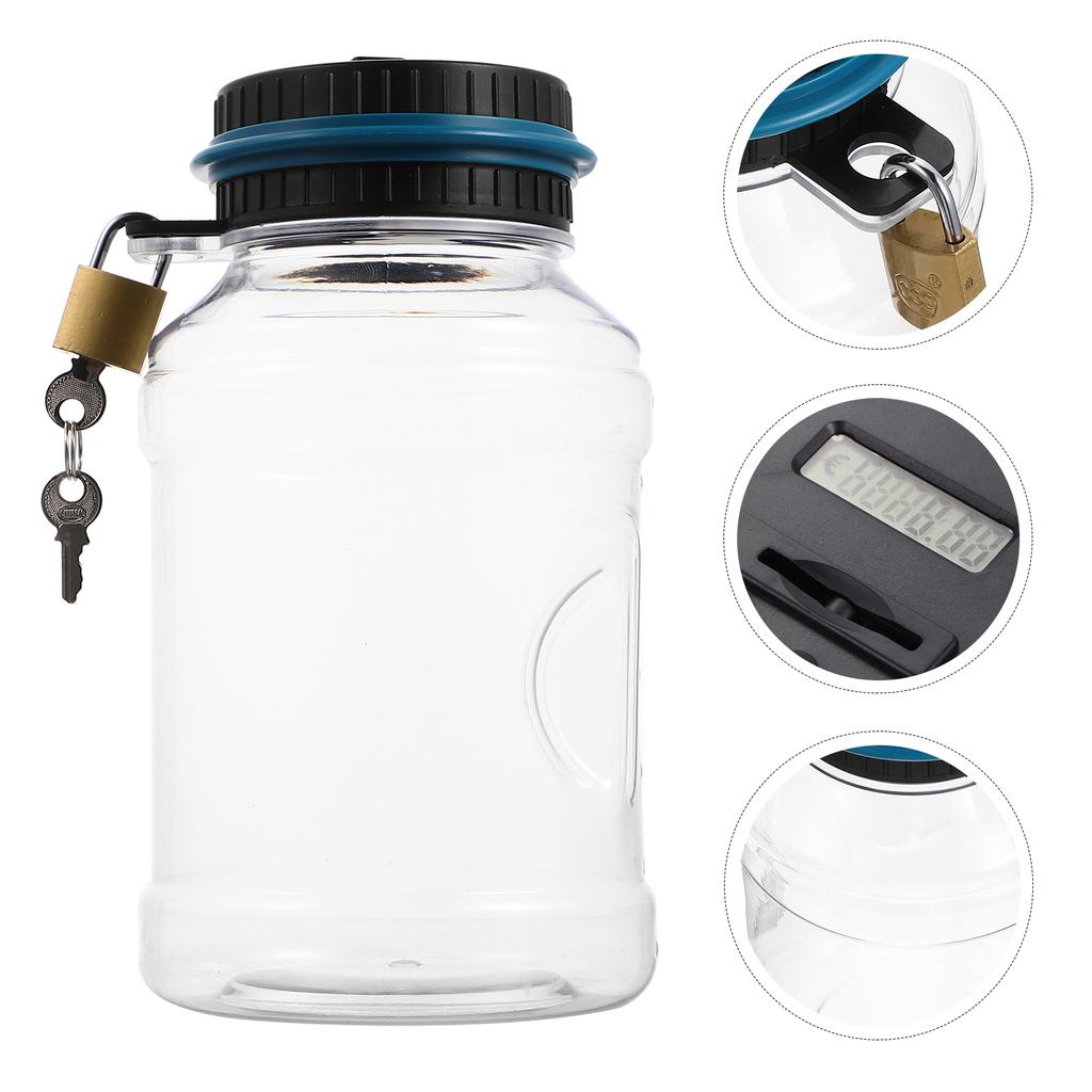 Digital Counting Money Jar Piggy Bank for Adults Coins Bucket Shaped Saving Pot Electronic Kids Boys Plastic