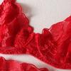 Sexy Embroidery Lingerie Red Hot Ensemble Lingeries Femmes Fantasy Skirt g-String Wireless Bra Briefs Romantic Kit New Year Gift