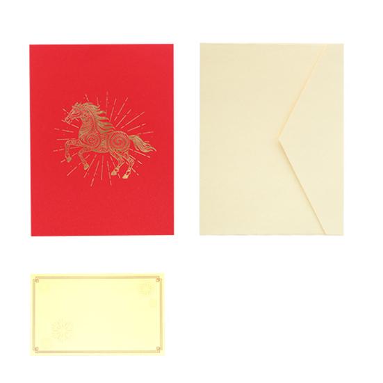 3D Pop-Up-hälsningskort för kinesiskt nyår 2026, hästens år, med kuvert, vårfestivalpresenter för familj och vänner