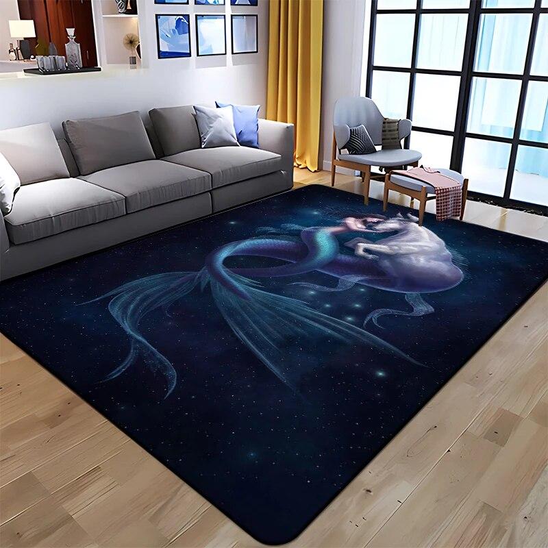 Twelve Constellations Printed Carpet Household Rug Children's Room Living Room Chair Bedside Modern Simple Floor Mat Kawaii Rug