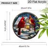 Acrylic Winter Cardinals with Snowy Cabin Suncatcher, Stained Glass Effect Window Hanging Ornament for Christmas & Nature Lover Gifts