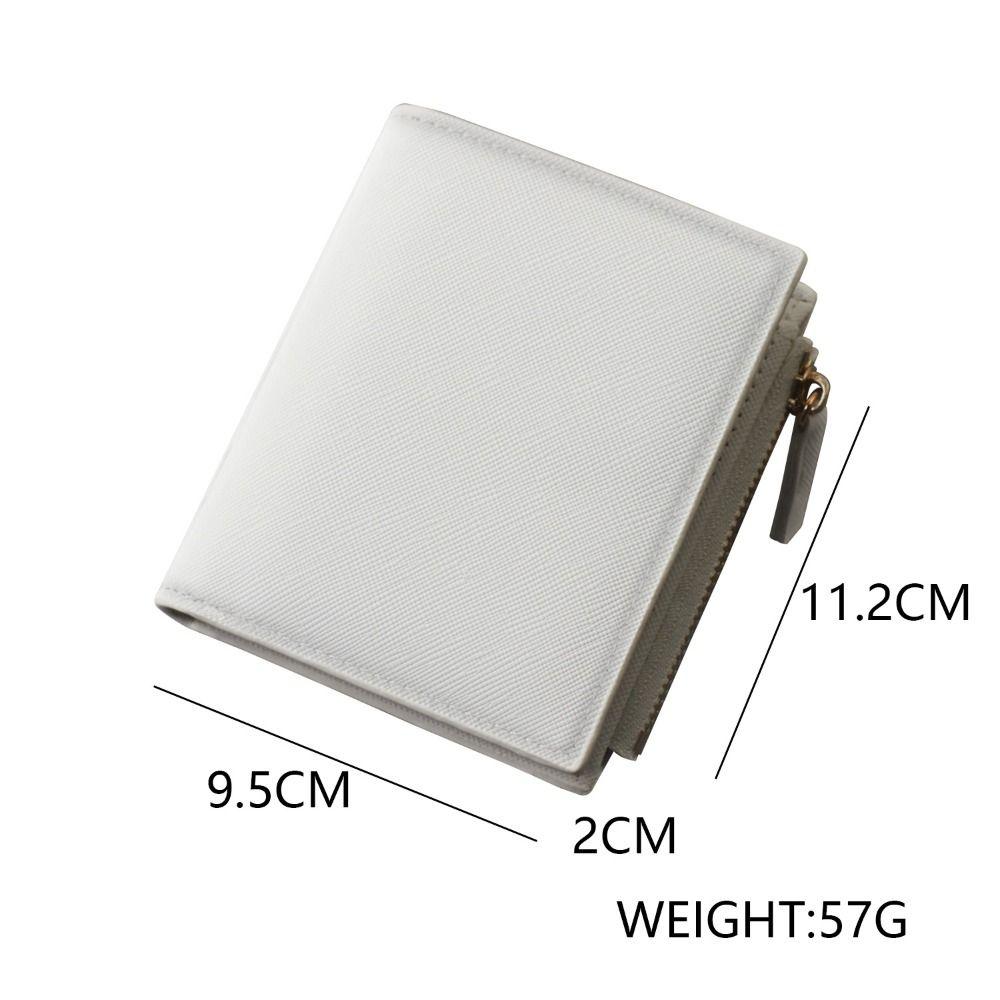 Minimalist PU Leather Men's Short Wallet Black White Large Capacity Multiple Pockets Zipper Design Retro Coin Purse Men Boys