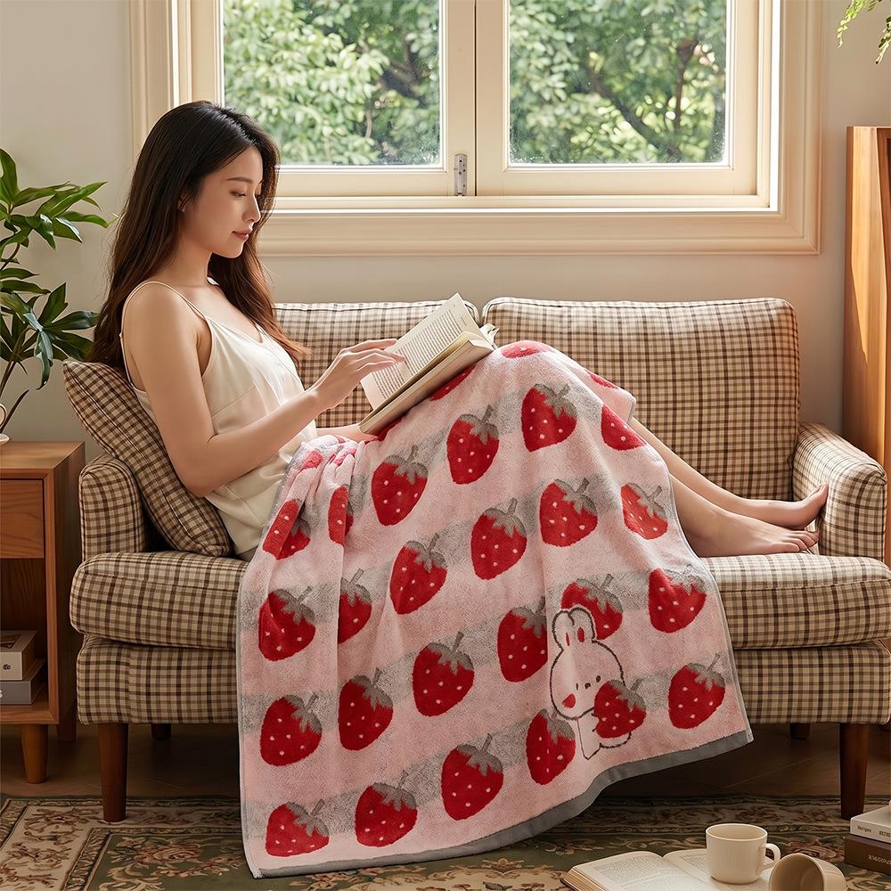 Large Grade A Yarn-Dyed Jacquard Cotton Bath Towel - Thick, Absorbent, Adult Style