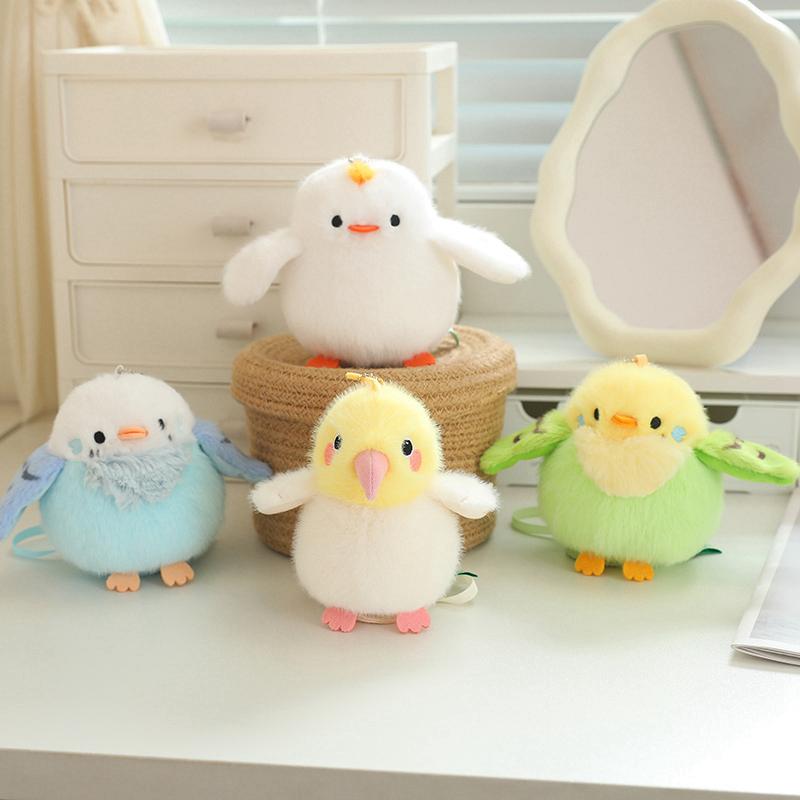 Cute Mini Standing Shoulder Pet Bird Plush Toy Fluffy Parrot Pigeon Stuffed Doll Pendant