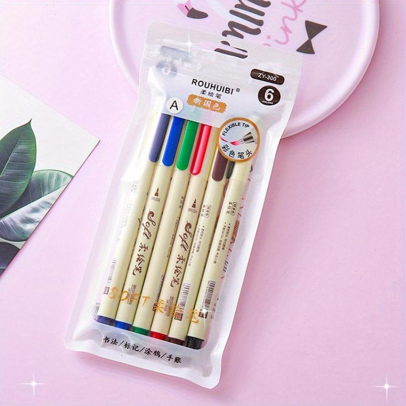 2 Sets/12Pcs Art Markers Creative National Color Soft Head Soft Painting Pen Student Calligraphy Art Hook Hand Account Pen