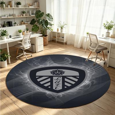 Leeds United Bedrukte Ronde Kristal Fluweel Tapijt Zacht Antislip Vloerkleed Voor Slaapkamer Vakantiecadeau