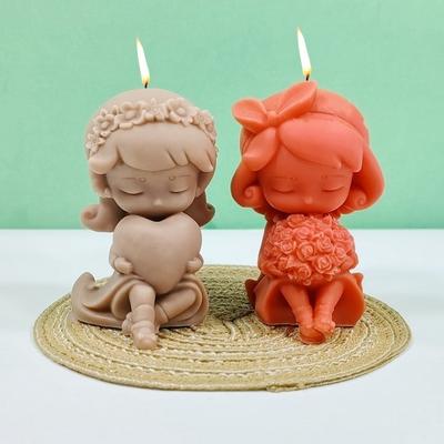 3D Flower Picking Girl Candle Silicone Mold DIY Wishes Wings Girl Candle Gypsum Soap Resin Mold Chocolate Cake Baking Tool Gift