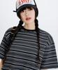 LEMAIN SECOND Fine Stripe Oversized Short Sleeve T-Shirt [Black]