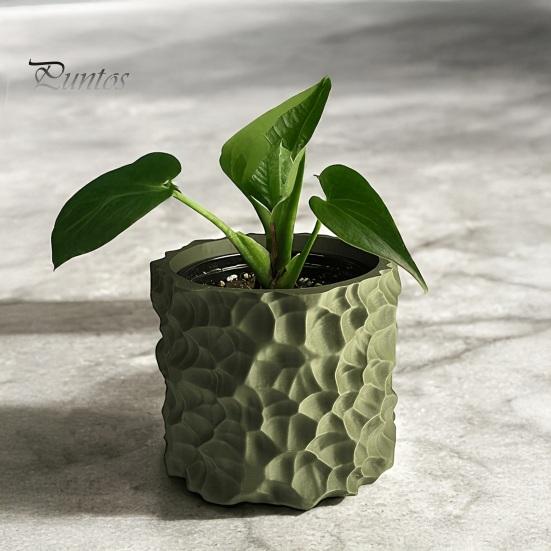 Concave Convex Flowerpot 3D Printed Wave Pattern Plant Pot, Matte White Succulents Planter, Integrated Molding Simple Design Pot Smooth Decorative