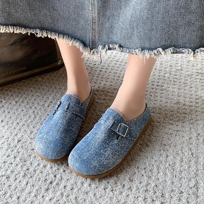 Fashionable Anti-slip Outdoor Flat Shoes for Summer Round-headed Low-cut Sexy and Comfortable Women's Closed-toe Slippers