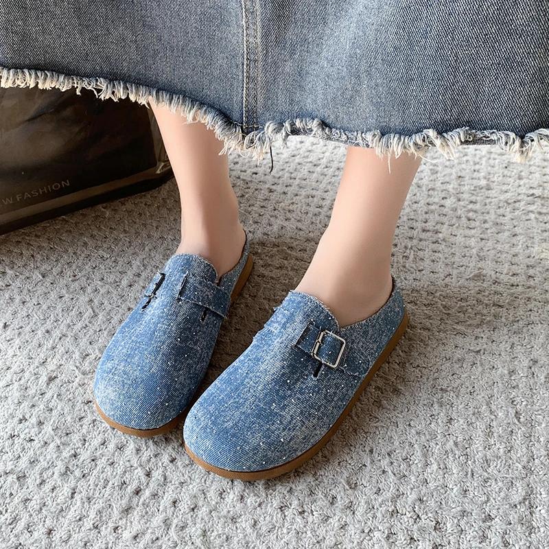 Fashionable Anti-slip Outdoor Flat Shoes for Summer Round-headed Low-cut Sexy and Comfortable Women's Closed-toe Slippers