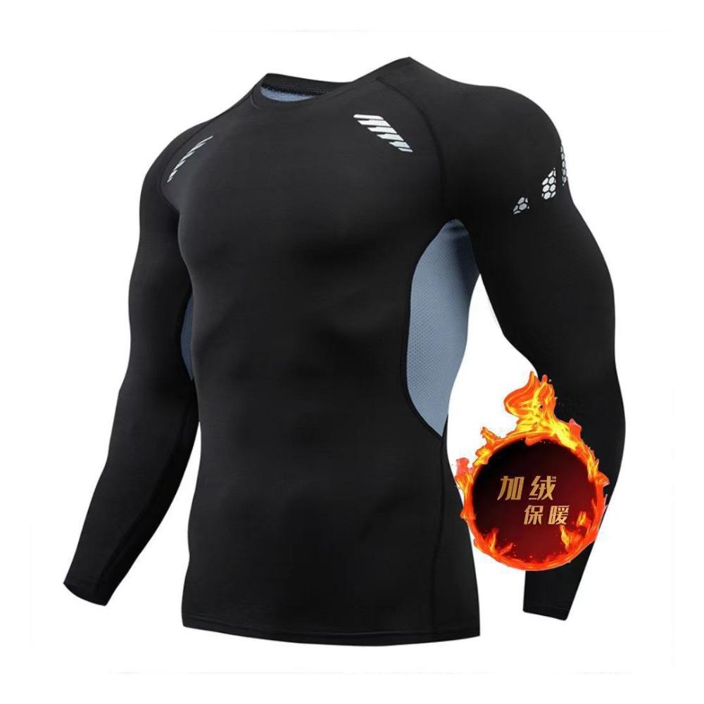 Herren Fleece Thermounterwäsche Set Sport Outdoor Skifahren Basisschicht Fitness Schnelltrocknend Rundhals Lange Unterhosen