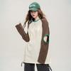 Hollow out design: Spring and Autumn fashion raglan sleeves contrasting color round neck T-shirt cool and cool casual loose top