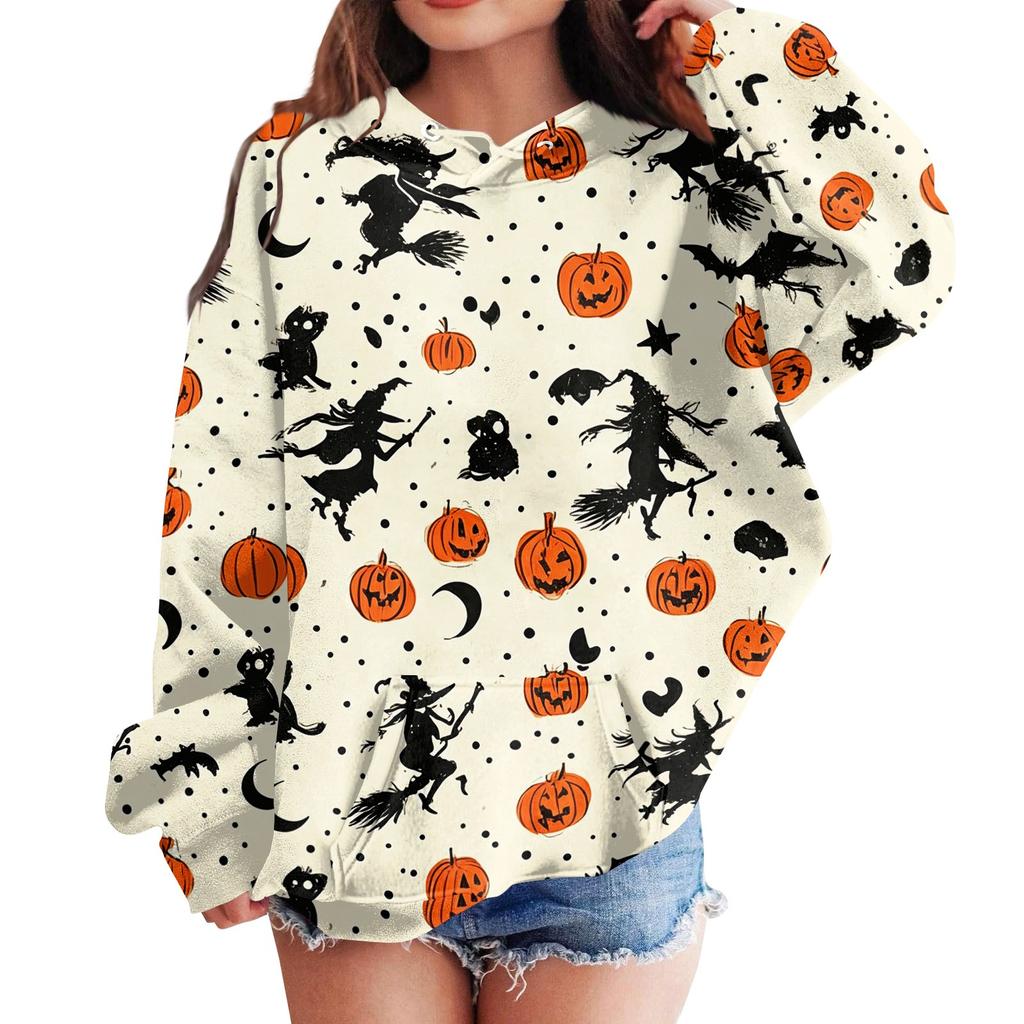 Kids' Casual Halloween Print Pullover Hoodie Sweatshirt for Everyday Wear