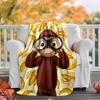 Curious George Flannel Blanket Soft Warm All-Season Throw, Design for Camping, Car Travel, Hiking Sofa, Bed, Office Perfect Gift for Parties