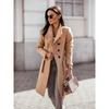 TIFICY Women's Fashion Casual Solid Color Print Fall Winter Long Sleeve POLO Neck Jackets & Coats