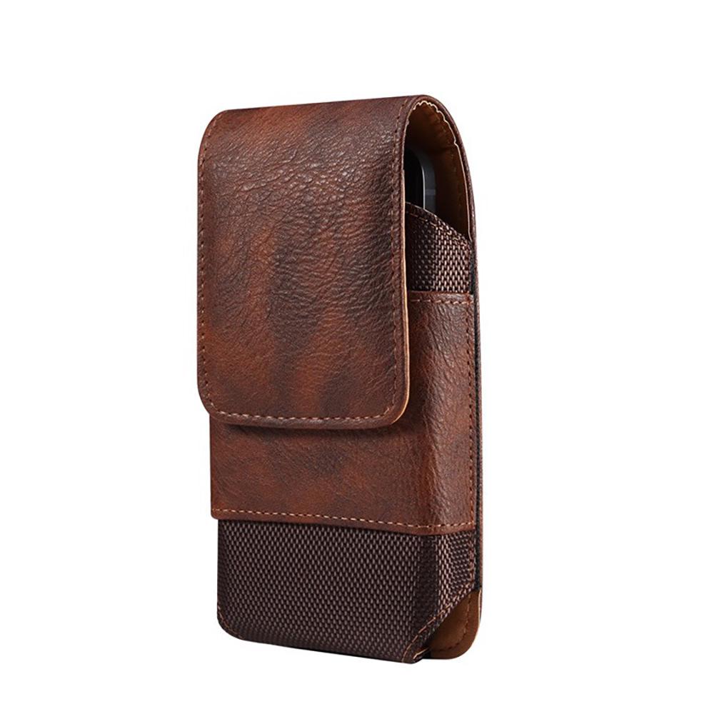 

Large Capacity Cowhide Texture Oxford Cloth Waist Bag for Middle-aged and Elderly A (Fits 163MM phone) коричневый