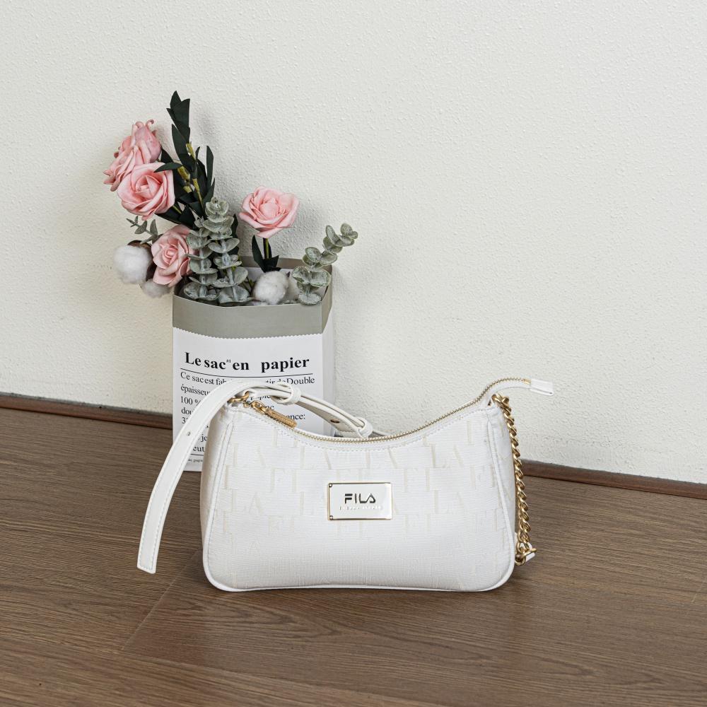 Fila Hobo Tasche Reißverschluss Verstecktes Muster Lässig Einfach Pendler Mode Aufdruck Unterarm Crossbody Halbmondtasche Damen Umhängetasche F13W341163FWT
