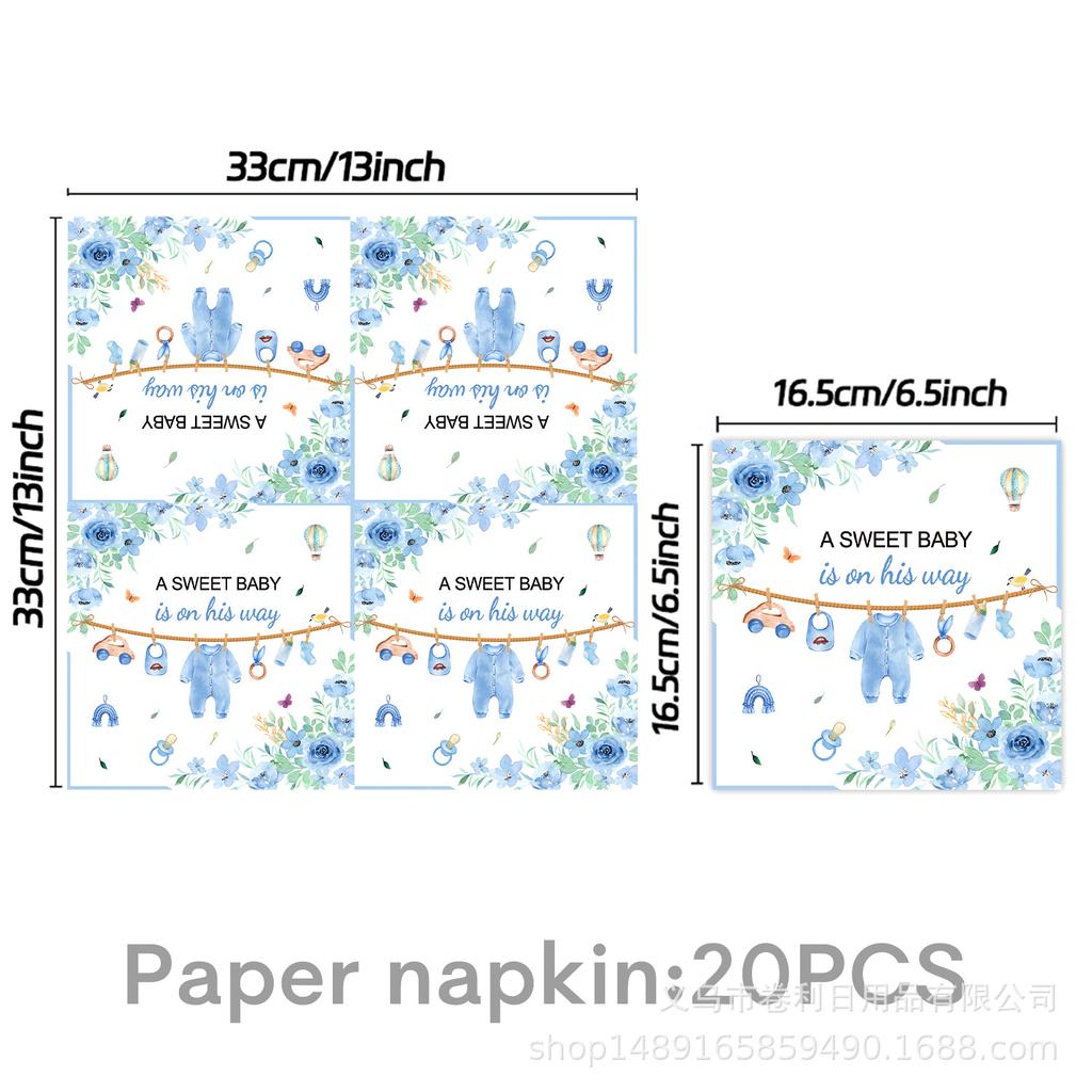 Blaues Taufthema Partyzubehör Babyparty Dekoration Partygeschirr Banner Tissue Arrangement Zubehör