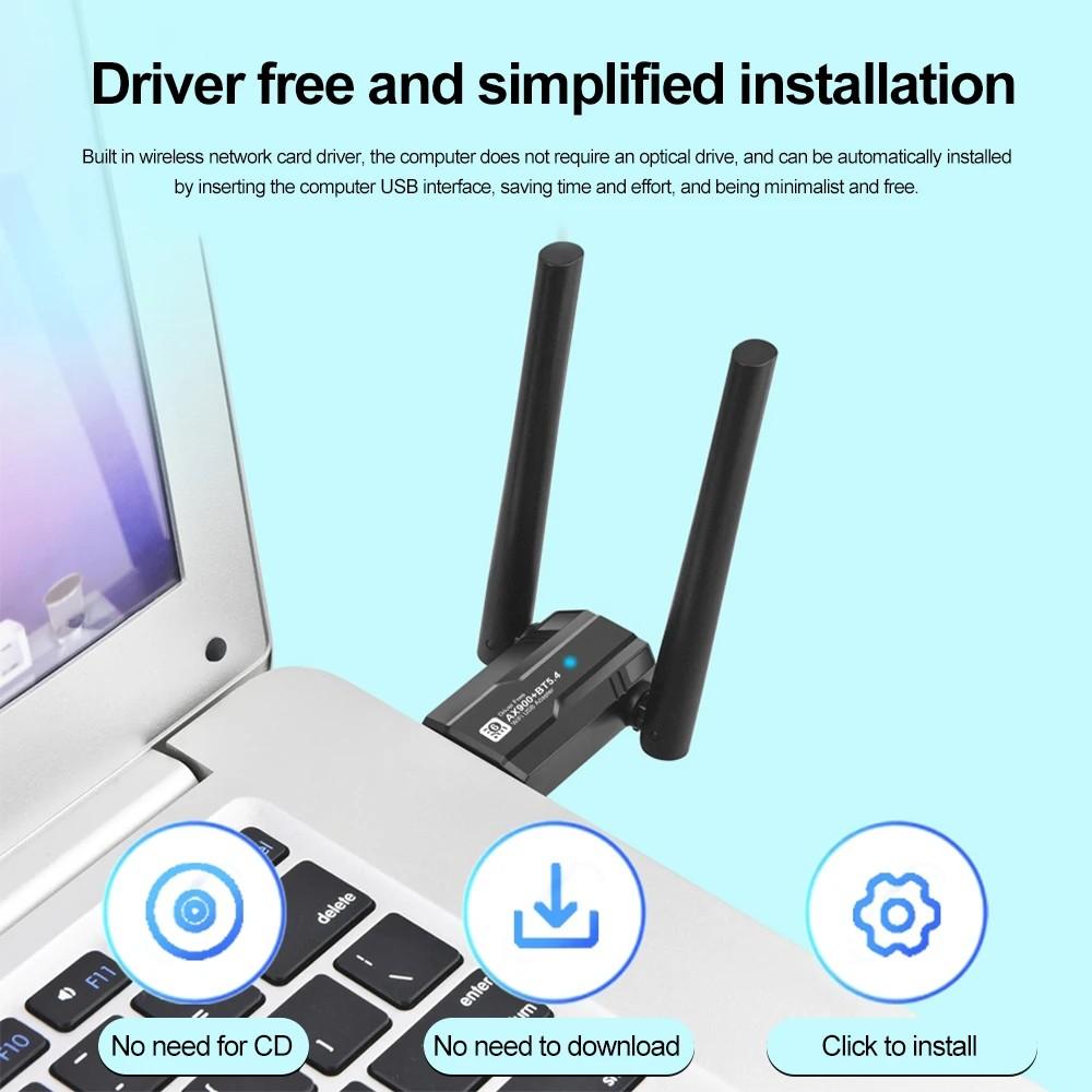 USB WiFi Adapter 5G&2.4G 5dBi Antenna Bluetooth 5.4 Adapter for PC Computer Windows USB Ethernet Network Card WiFi Dongle
