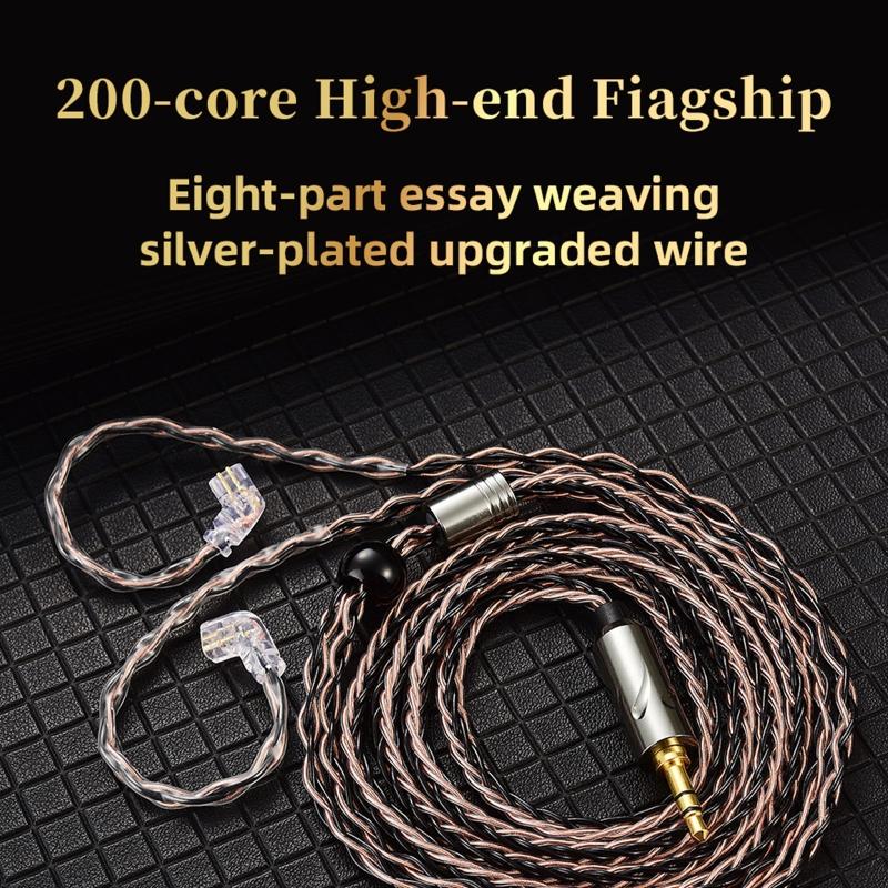 8Core Silver Plated Earphone Wire for QKZ-ZXN/ZXT/AK6 Pro 0.75mm Gold Plated Plug Earphone Extension Cable