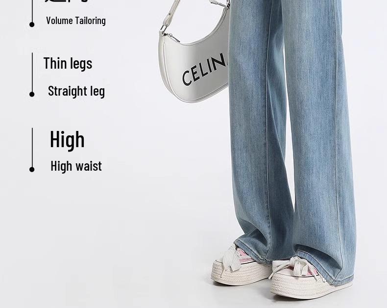 Women's High-Waisted Straight-Leg Jeans - 2025 Spring Retro Slim Fit, Loose and Thin Summer Design