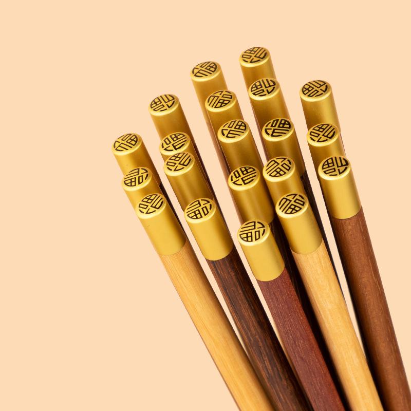 5 Pairs Luxury Natural Wood Chopsticks Reusable Non-slip Wooden Chopsticks Set Multi Color Eco-Friendly Healthy Chinese Chop Sticks