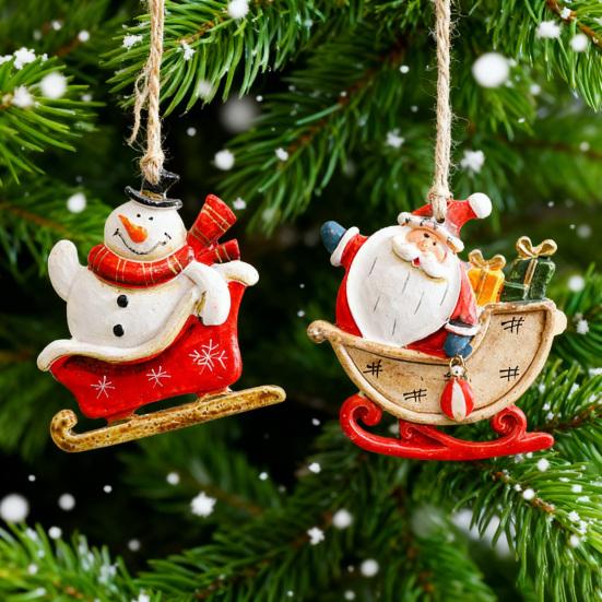 Santa Claus Hanging Pendants Christmas Tree Decor Resin Festive Decorations for Home Party Xmas DIY Gifts