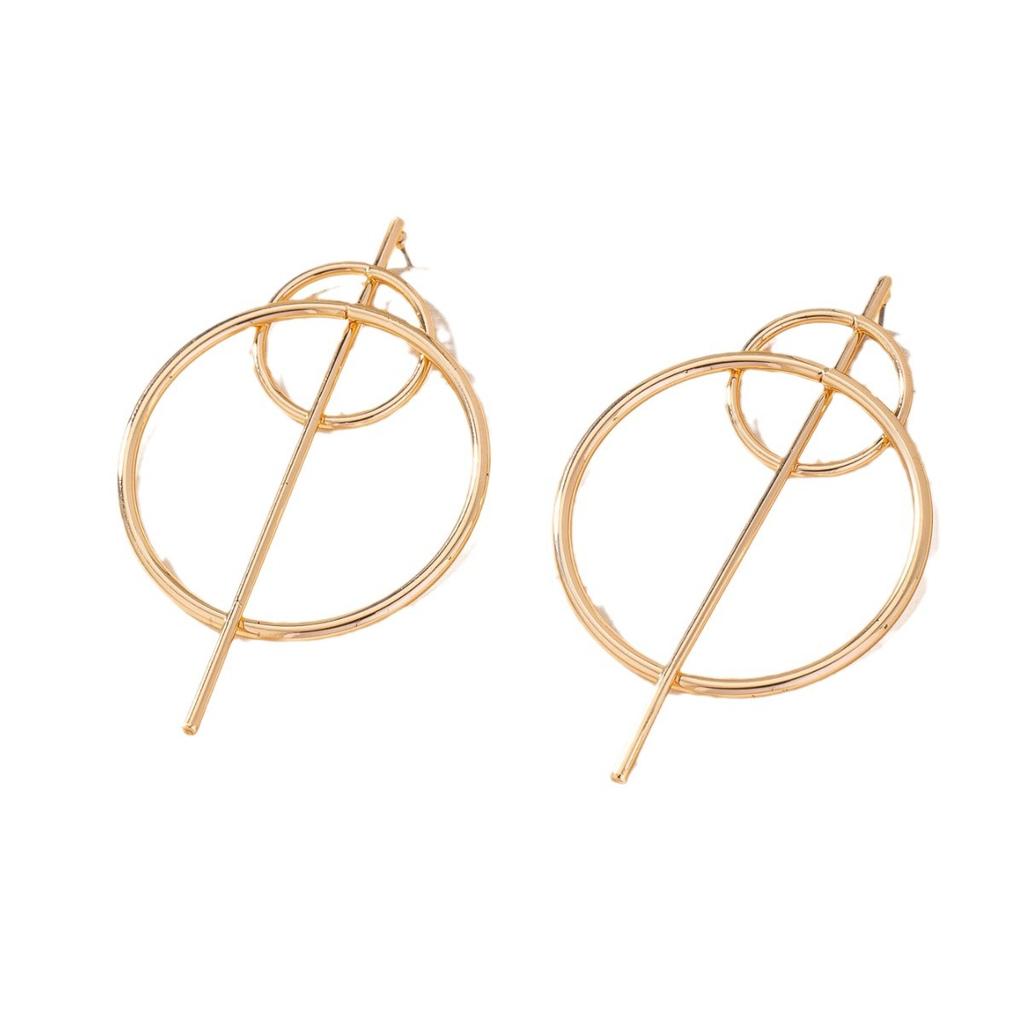 Large Earrings, Geometric Circles, Hollow Simple Long Stud Earrings, High-End Fashion Accessories