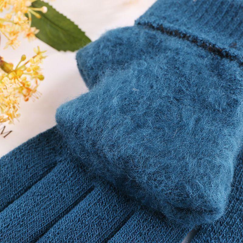 Manufacturer wholesale solid color wool thickened knitted adult full finger