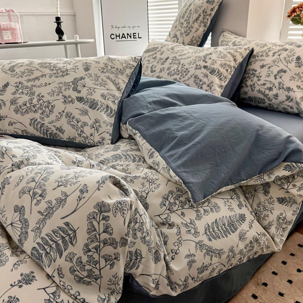 Washed Cotton and Linen Four-piece Set, Double-layer Yarn Quilt Cover, Bed Sheet, Dormitory Three-piece Set, Bedding