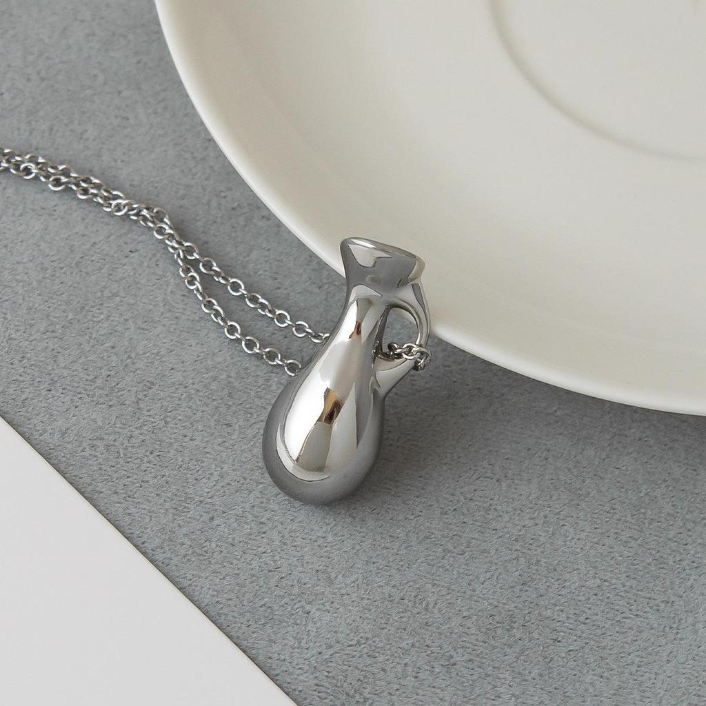 Sterling Silver Water Purifier Bottle Pendant Necklace - Elegant Long Style Sweater Accessory